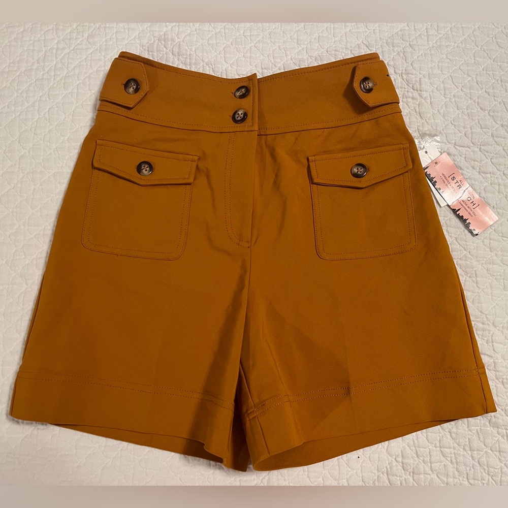 NWT $60 NEW YORK COMPANY yellow patch pocket shorts 0
